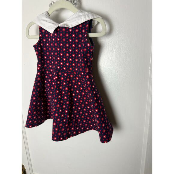 Janie and Jack Blue Red Mod Floral Collared Sleeveless Preppy Dress 12-18 MOS - Picture 3 of 6